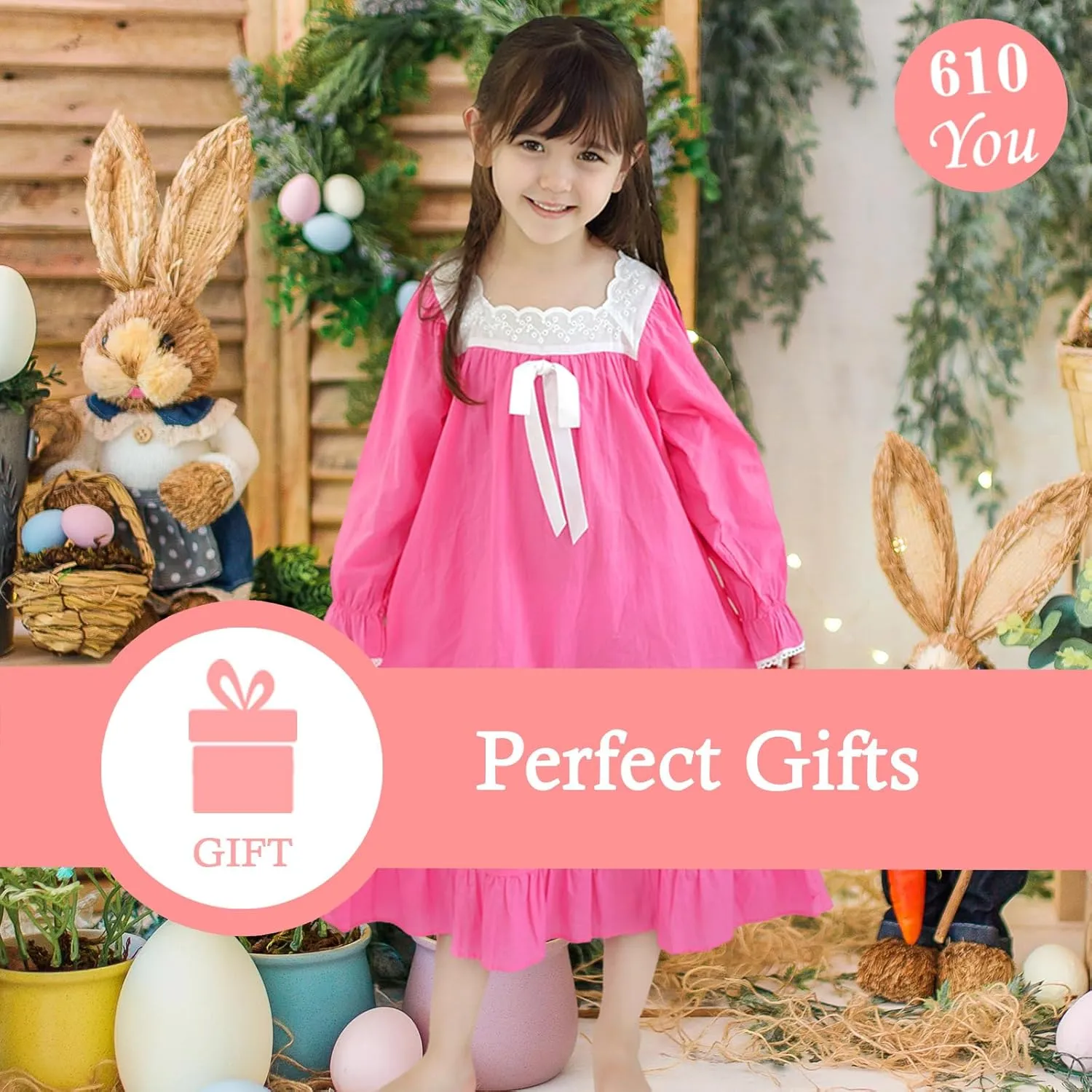 Nightgowns for Girls, Cotton Princess Dress, Girls Vintage Nightgown (Doll,Girls,Women)