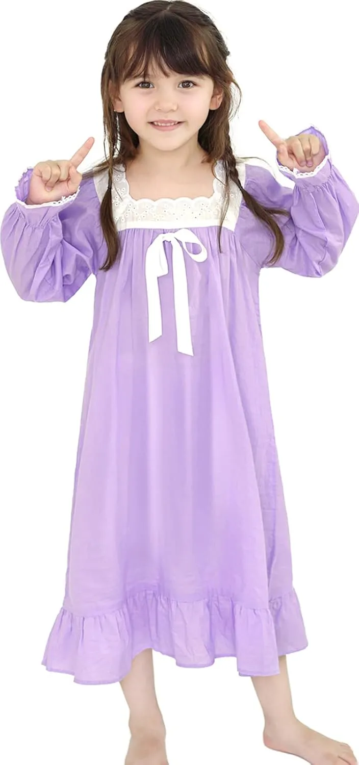 Nightgowns for Girls, Cotton Princess Dress, Girls Vintage Nightgown (Doll,Girls,Women)