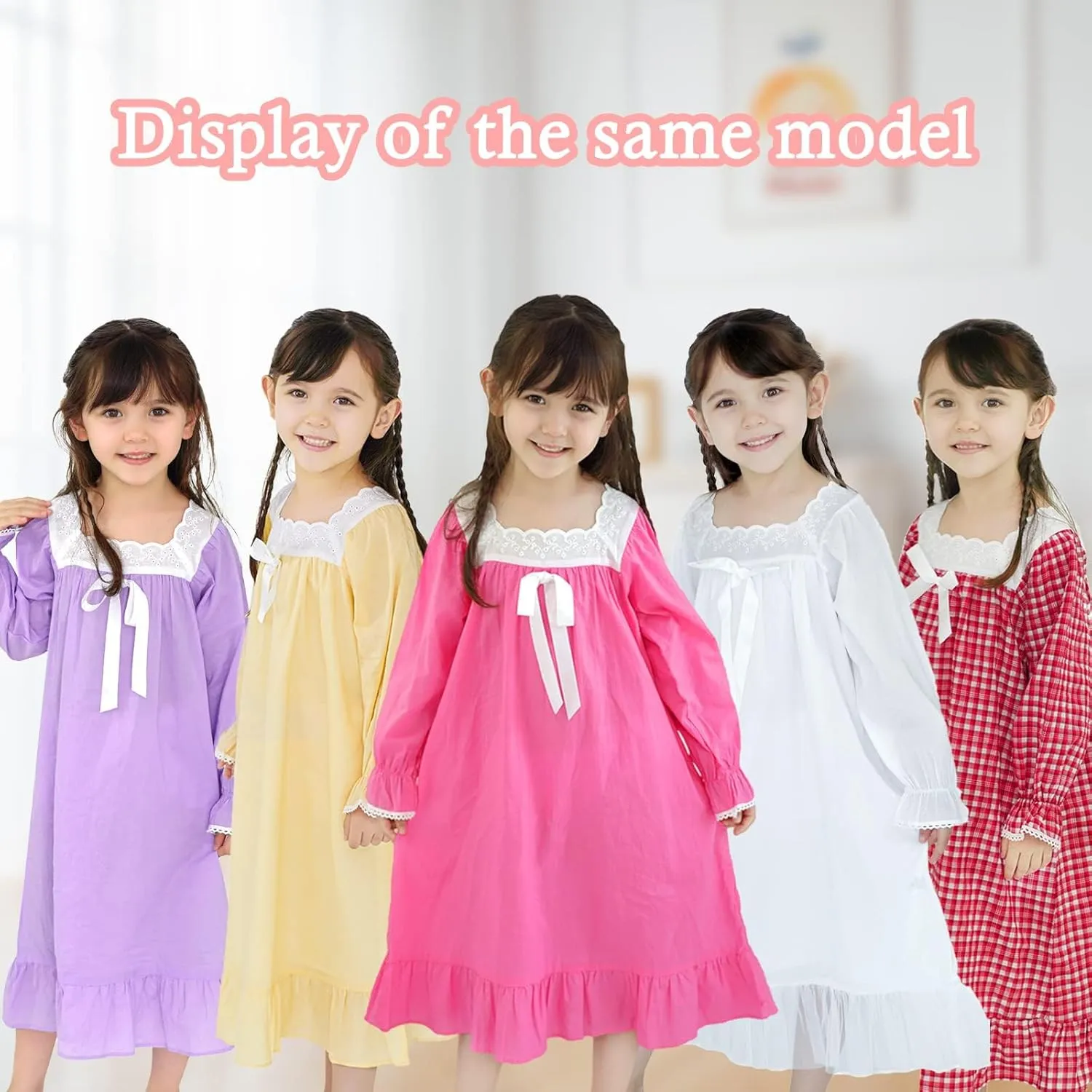 Nightgowns for Girls, Cotton Princess Dress, Girls Vintage Nightgown (Doll,Girls,Women)