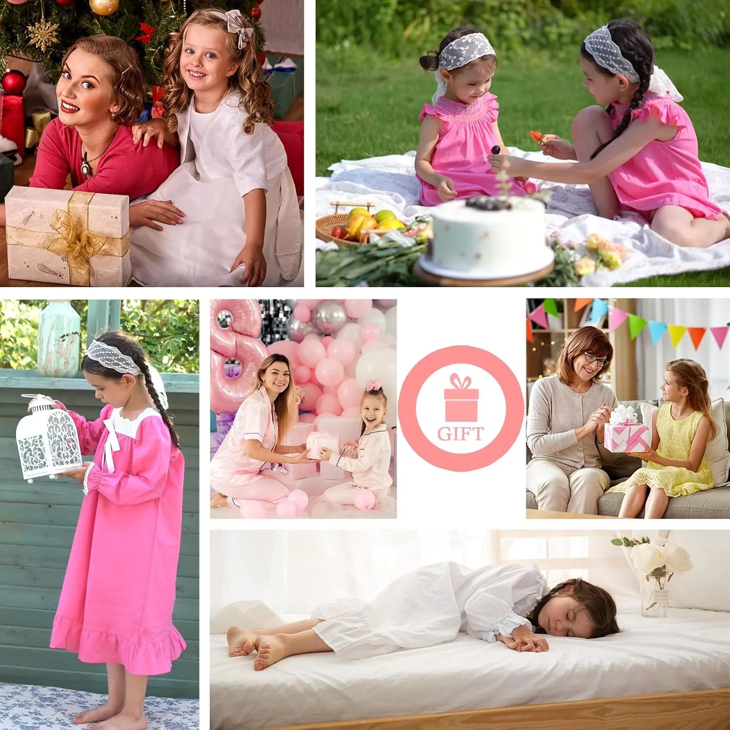 Nightgowns for Girls, Cotton Princess Dress, Girls Vintage Nightgown (Doll,Girls,Women)