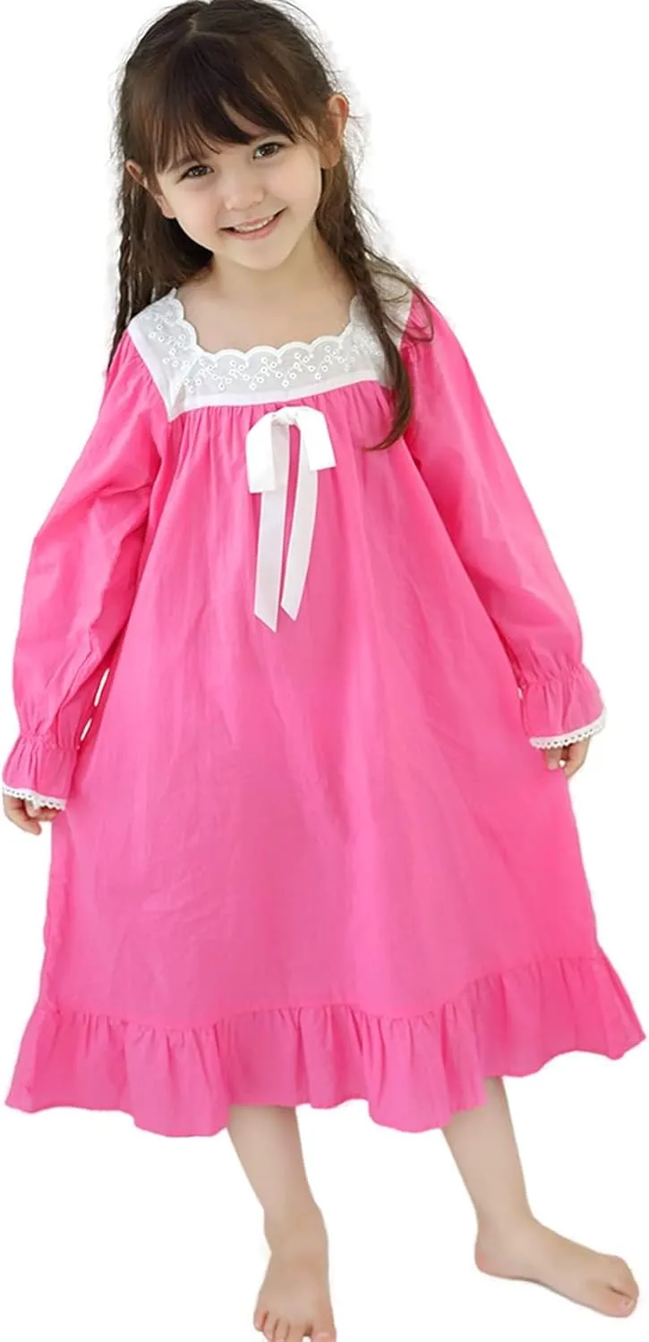 Nightgowns for Girls, Cotton Princess Dress, Girls Vintage Nightgown (Doll,Girls,Women)