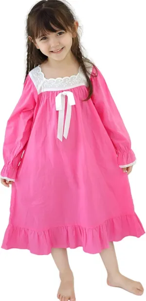 Nightgowns for Girls, Cotton Princess Dress, Girls Vintage Nightgown (Doll,Girls,Women)