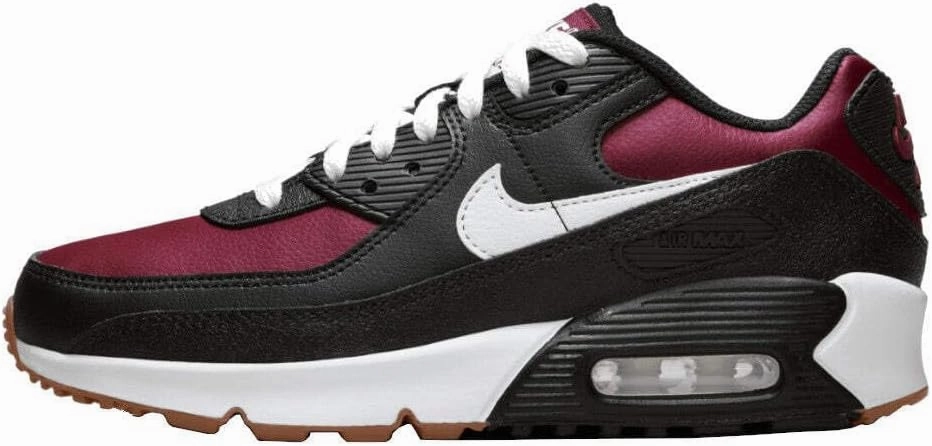 Nike Air Max 90 LTR Big Kids’ Shoes (CD6864-024, Black/Team Red/Gum Light Brown/White) Size 7