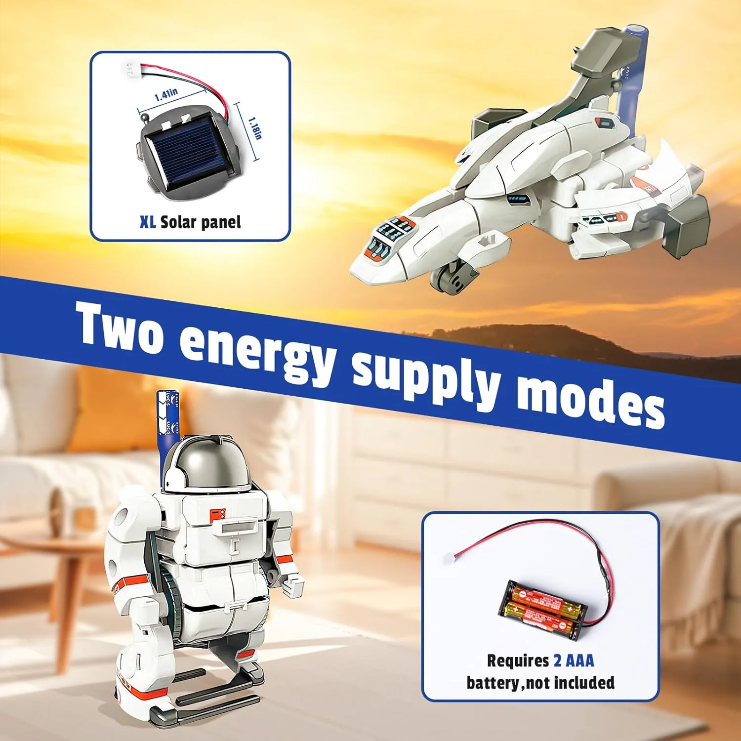 Nilez 6-in-1 STEM Projects for Teen Ages 13 and up, DIY Science Kits, Solar or Battery Powered Space Toys Gifts for Youth (White)