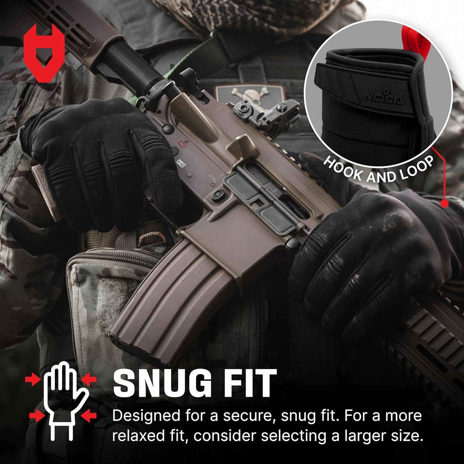 NoCry Water Resistant Tactical Shooting Gloves for Men with Soft Padded Knuckle Guards and Reinforced Palm with Non-Slip Grip — Ideal Heavy Duty Black Airsoft Gloves