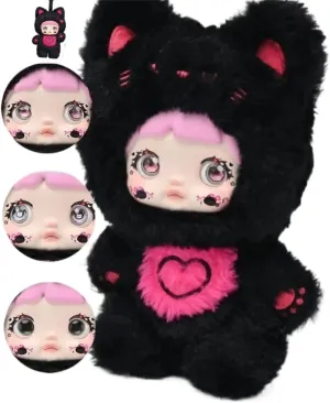 Nommi Blind Box Opened Plush Doll Nommi Loveliness Never Ends Series Confirmed Kawaii Plushie Charm Doll Cute Xmas Collectible Birthday Gift (Black Cat)
