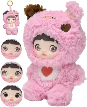 Nommi Blind Box Opened Plush Doll Nommi Loveliness Never Ends Series Confirmed Kawaii Plushie Charm Doll Cute Xmas Collectible Birthday Gift (Pink Pig)