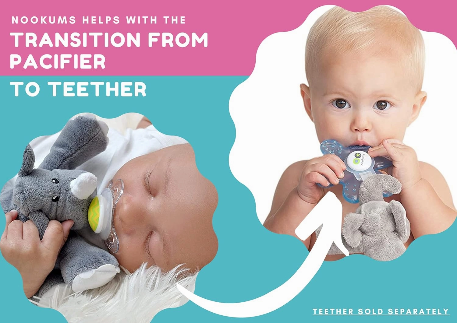 Nookums Paci-Plushies Shakies - Pacifier Holder with Built in Rattle (2 in 1)- Adapts to Name Brand Pacifiers, Suitable for All Ages, Plush Toy Includes Detachable Pacifier (Bull Dog)