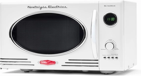 Nostalgia Retro Countertop Microwave Oven - Large 800-Watt - 0.9 cu ft - 12 Pre-Programmed Cooking Settings - Digital Clock - Kitchen Appliances - White