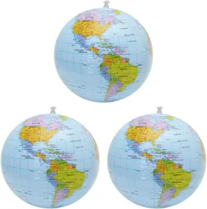 NUOBESTY 3pcs Inflatable Beach World Pattern Fun Pool and Beach Toys for Boys and Girls and Adults Material for Games and Family Play