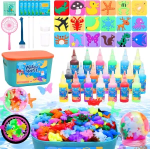 NURTUDIS Magic Water Elf Toy Kit for Kids,Water Gel with 20 Magic Gels and 18 Shape Molds,Creative DIY Squishy Maker Kit,Party Favor Birthday Gifts for Girls and Boys,Aqua Fairy Water Gel Maker