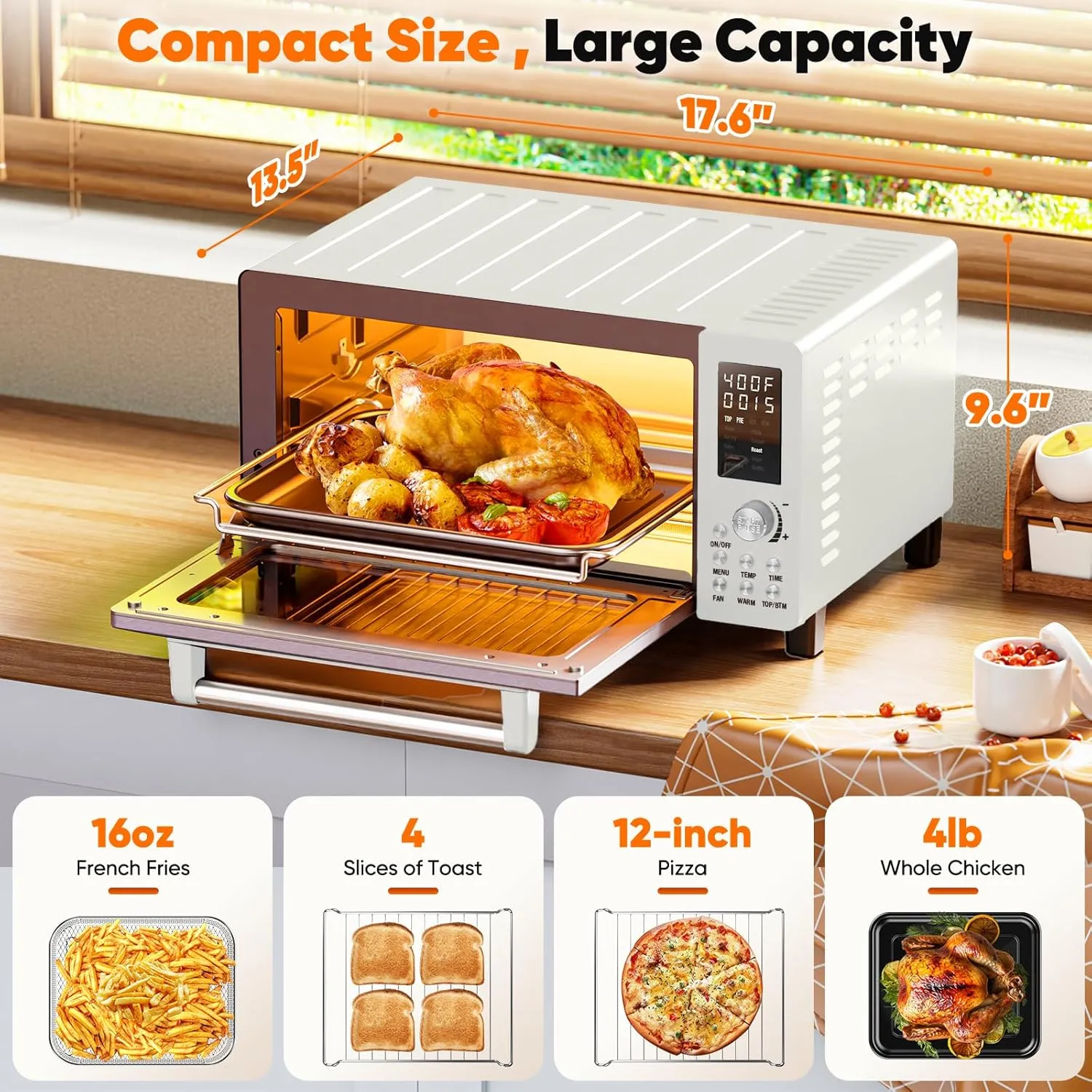 Nuwave Bravo Pro Convection Air Fryer Toaster Oven Combo, 2025 New and Improved, 10-in-1, 50°-450°F Temp Controls, Quick & Even Crisp Technology, 21Qt Capacity, Cozy Blue, PFAS Free