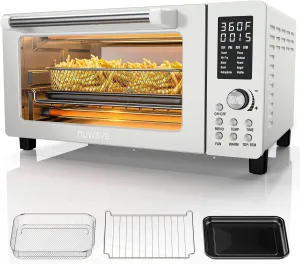 Nuwave Bravo Pro Convection Air Fryer Toaster Oven Combo, 2025 New and Improved, 10-in-1, 50°-450°F Temp Controls, Quick & Even Crisp Technology, 21Qt Capacity, Cozy Blue, PFAS Free