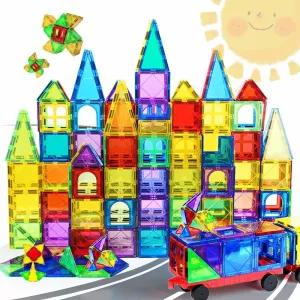 Oasis Creations Magnetic Tiles 108 Piece Building Toys Set for Toddlers 3 4 5 6 7 8 9 Year Old Boys & Girls Educational Stem Toy Construction Gift Set