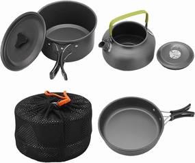 oceanside Outdoor Teapot Set, 2‑3 People Non‑Stick Coating Easy to Clean Portable Camping Cooker Combo
