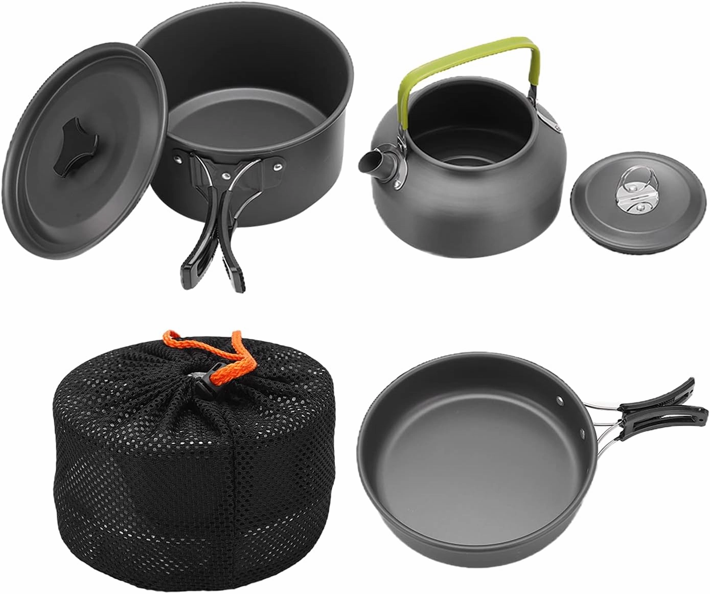 oceanside Outdoor Teapot Set, 2‑3 People Non‑Stick Coating Easy to Clean Portable Camping Cooker Combo