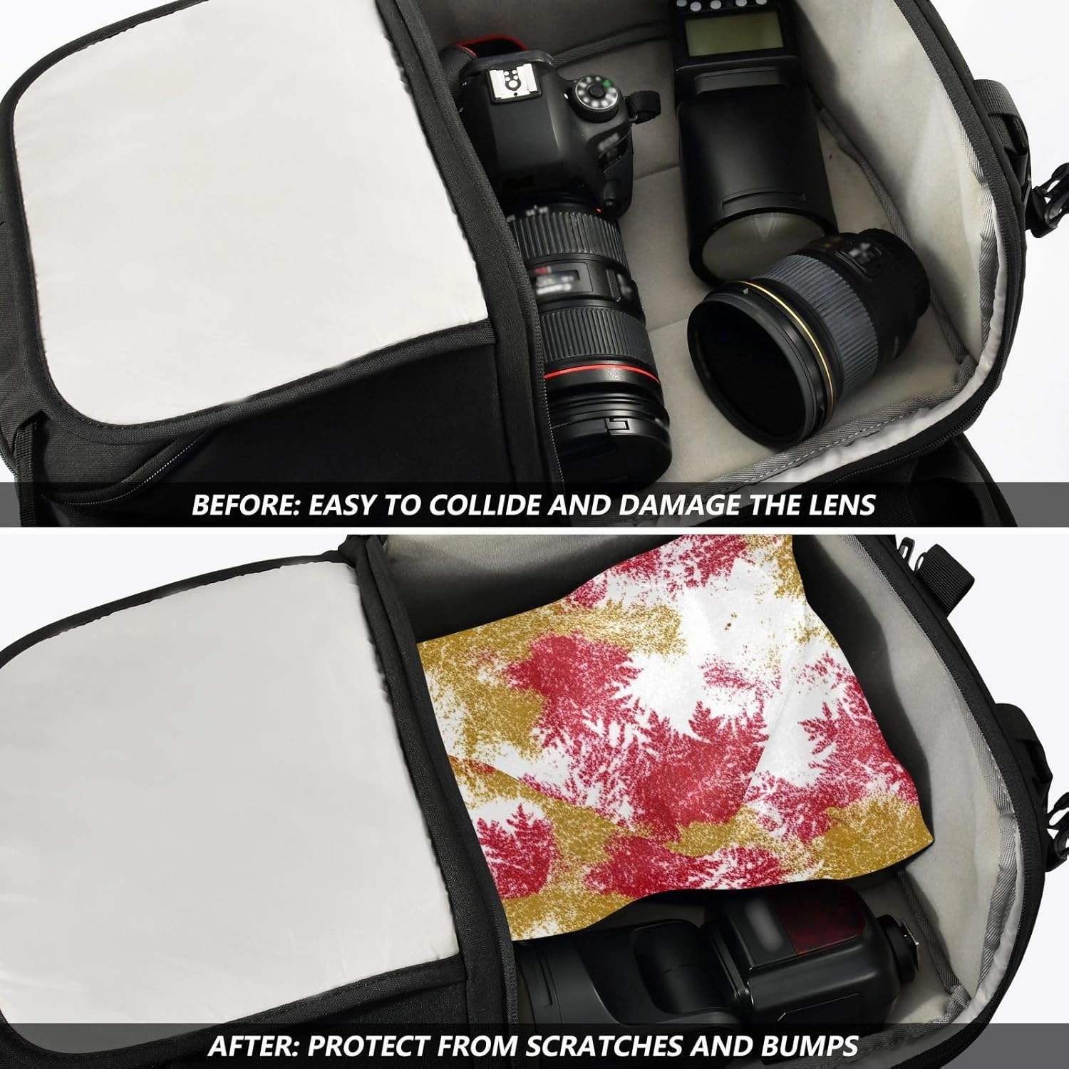 ODAWA Red and Gold Abstract Self-adhesive Cloth 17.7X17.7 Inch Magic Flexible Folding Self-Stick Makeup Bag Anti Scratch Equipment Wrap Storage Pouch
