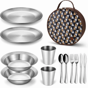 Odoland Bundle - 2 Items Camping Complete Messware Kit and 48 Cans Soft Cooler