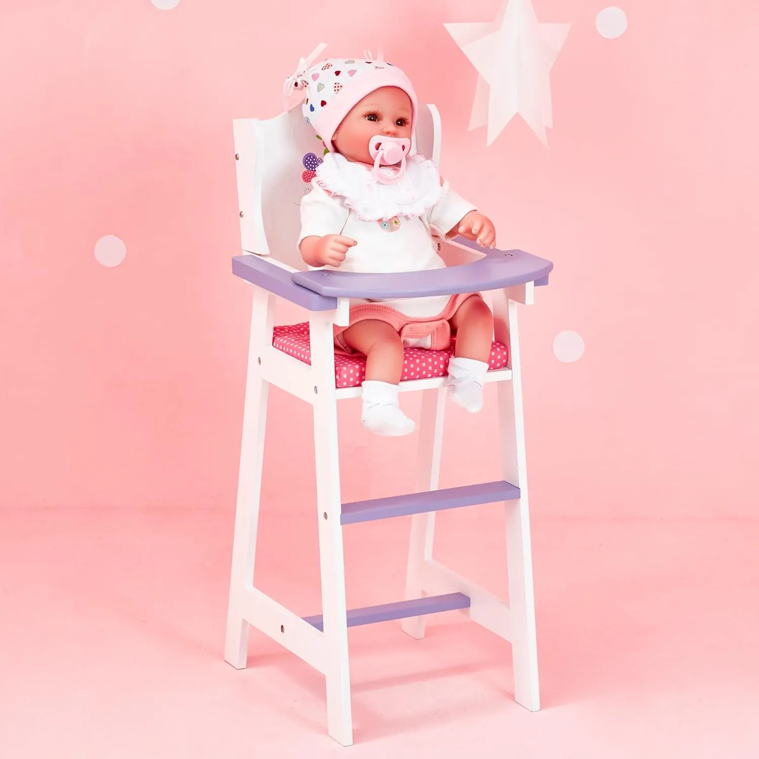 Olivia's Little World - Polka Dots Princess Baby Doll High Chair - Grey