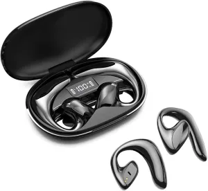 Open Ear Headphones Wireless Bluetooth Air Bone Conduction Headphones Head Set with Mic Bone Conduction Earbuds Headset Bone Conducting Earphones Workout Over the Ear Running Earbuds with Earhooks