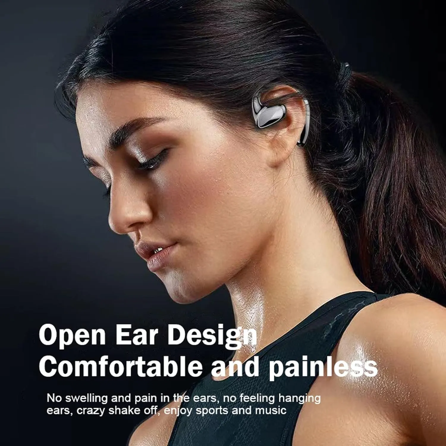 Open Ear Headphones Wireless Bluetooth Air Bone Conduction Headphones Head Set with Mic Bone Conduction Earbuds Headset Bone Conducting Earphones Workout Over the Ear Running Earbuds with Earhooks
