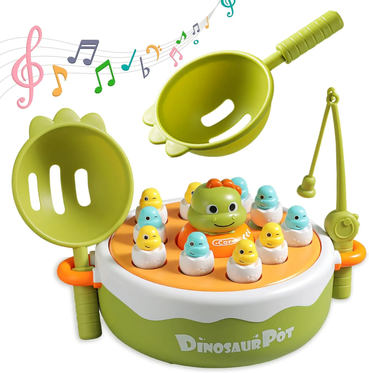 Operation Game for Kids - 4 IN 1 Dinosaur Pop Up Board Games | Magnetic Fishing, Rotating Music Turntable, Dino Car, Tic-Tac-Toe | Birthday Gift for Toddlers Ages 3-5 4-6 5-7 4-8 | Family Fun