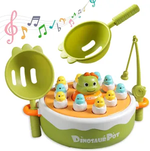 Operation Game for Kids - 4 IN 1 Dinosaur Pop Up Board Games | Magnetic Fishing, Rotating Music Turntable, Dino Car, Tic-Tac-Toe | Birthday Gift for Toddlers Ages 3-5 4-6 5-7 4-8 | Family Fun