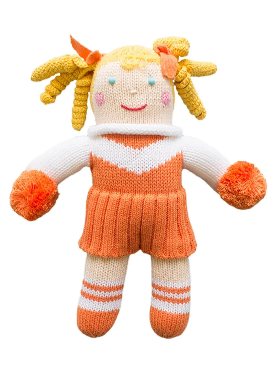 Orange and White Cheerleader Knit Doll (2 Sizes)