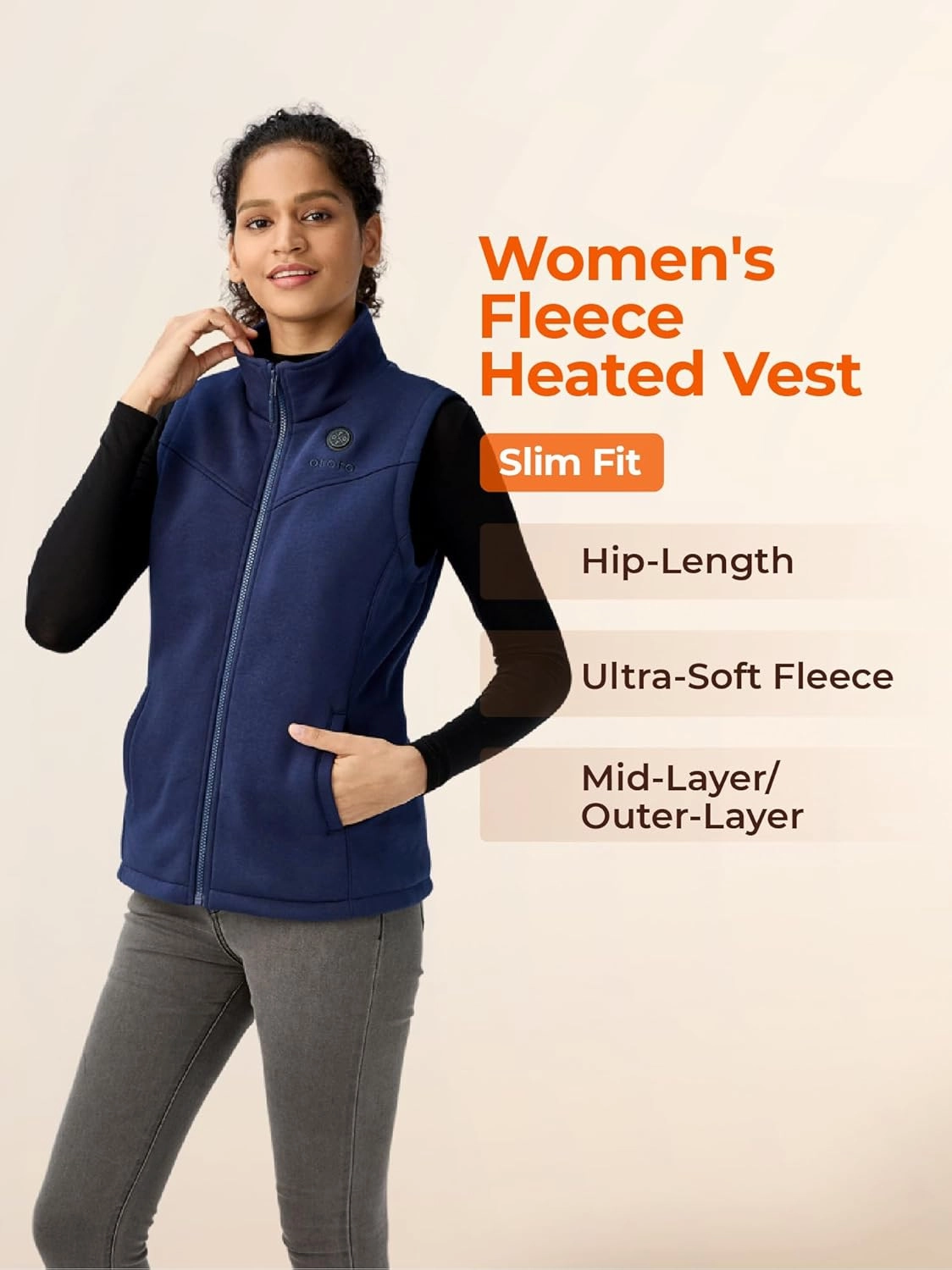 ORORO Women's Heated Fleece Vest with Battery, Lightweight Heating Vest Fleece (Charger Not Included)