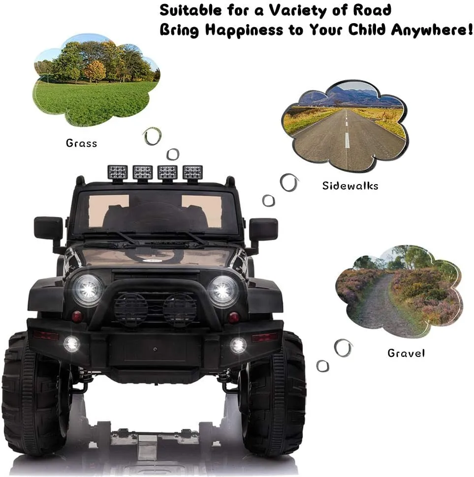 OTTARO Kids Electric Car Ride on Truck,12V Battery Powered Car for Kids, 3 Speeds,Spring Suspension, Parent Remote Control, MP3 Player (Black)