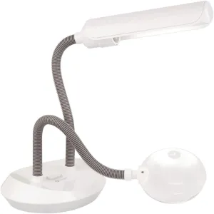OttLite Duoflex Magnifier Lamp, 13 Watt, White – 2X Optical Grade Magnification, 5X Spot Magnifier, Flexible Neck Height, Modern Design, for Needlework & Crafting