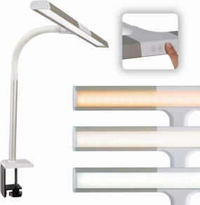OttLite LED Clamp Lamp for Desks with ClearSun LED Technology - Extra Wide Overhead Lighting with 3 Color Temperatures - Sturdy Clamp Mounts to Tables and Desks for Home, Office, Dorms & Workbench