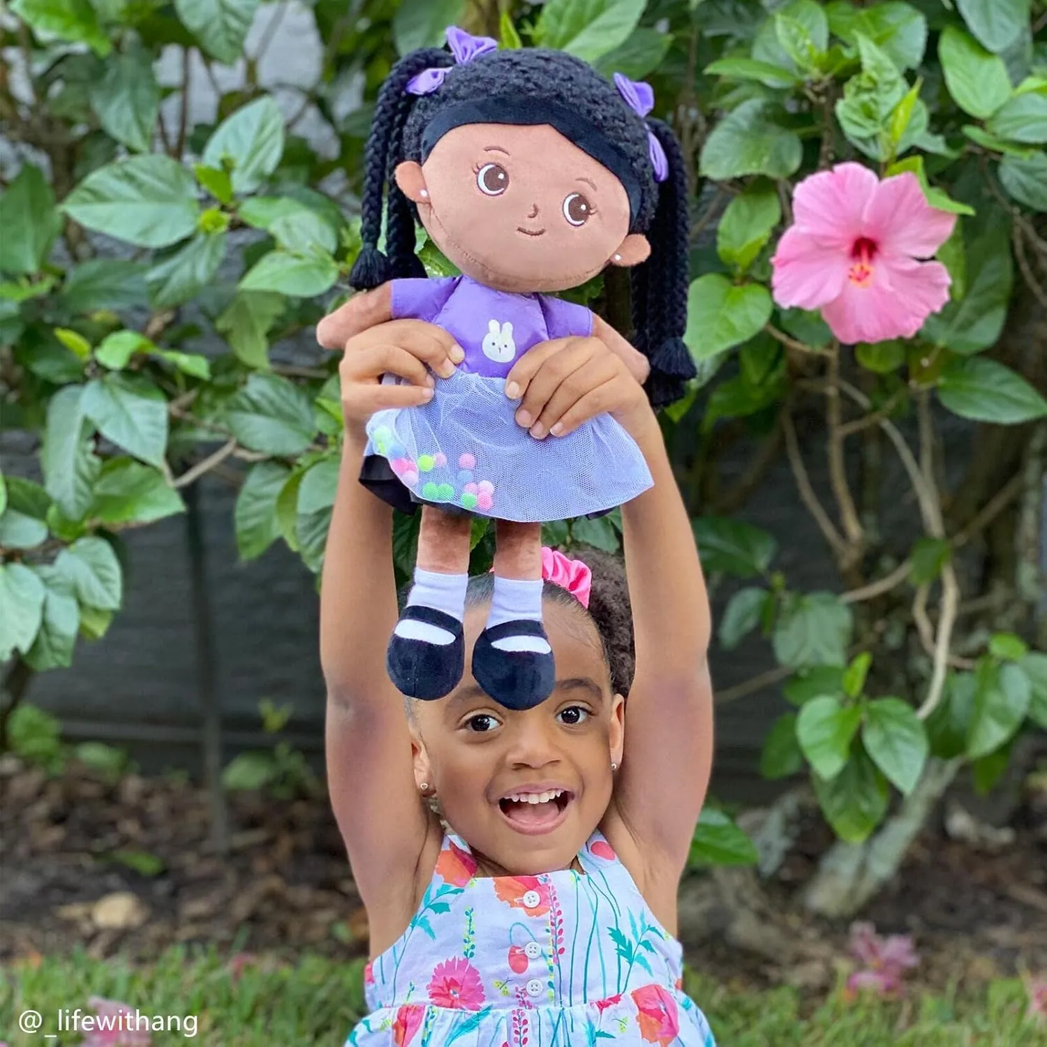 OUOZZZ 15" Soft Baby Doll for Girls - First Baby Doll for 2 Year Old African American Sleeping Cuddle Buddy Dreadlocks Plush Toy for Kids
