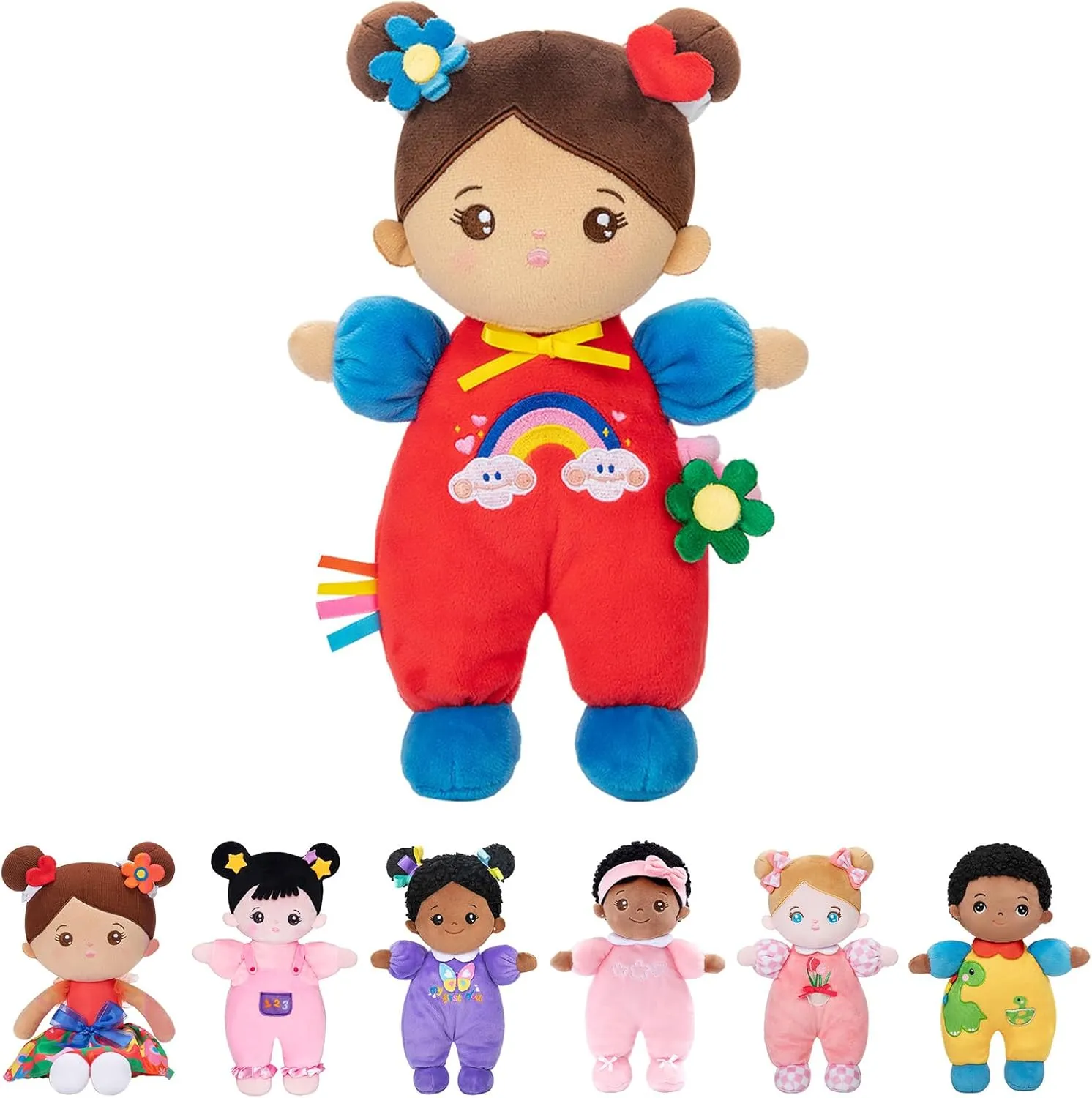 OUOZZZ Soft Baby Doll for Girls - First Hispanic Baby Doll Plush Rag Latino Doll Sleeping Cuddle Buddy Brown Skin Doll Toy for Kids 10"