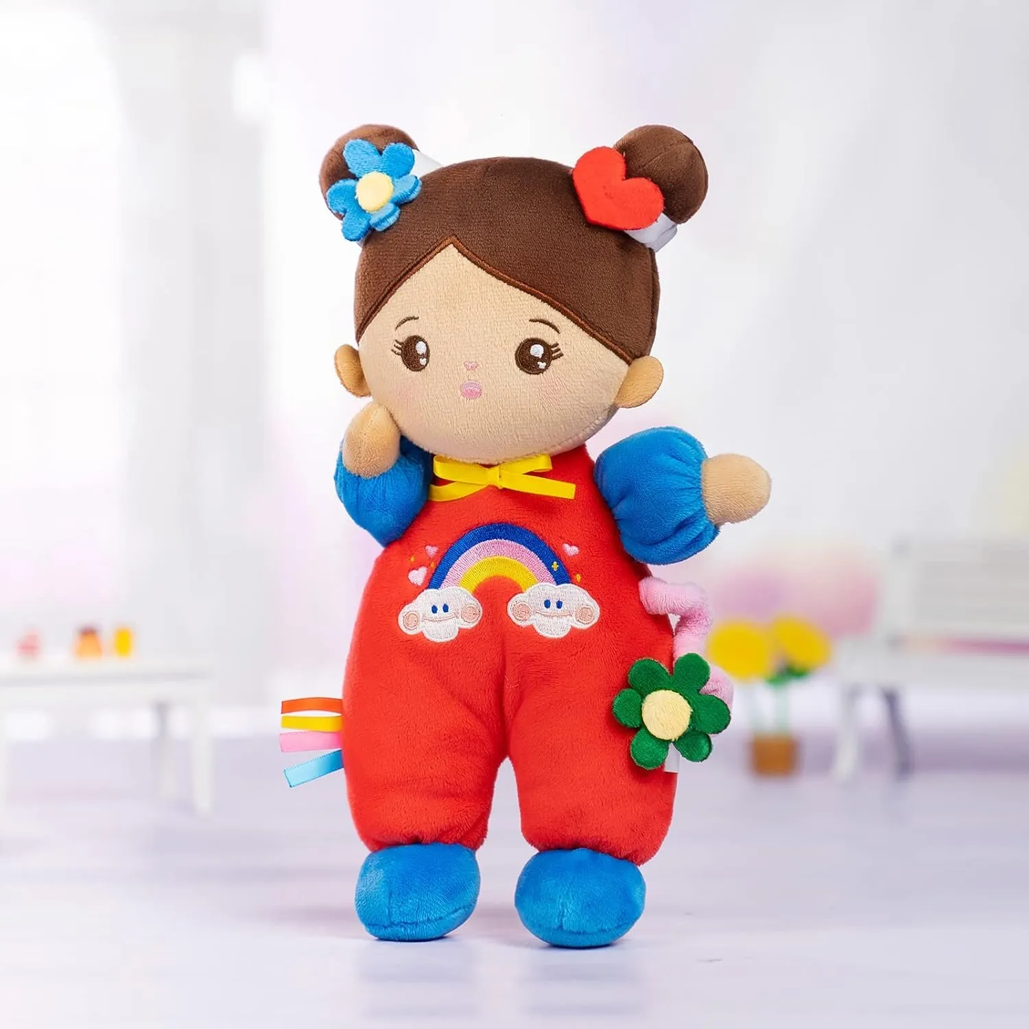 OUOZZZ Soft Baby Doll for Girls - First Hispanic Baby Doll Plush Rag Latino Doll Sleeping Cuddle Buddy Brown Skin Doll Toy for Kids 10"