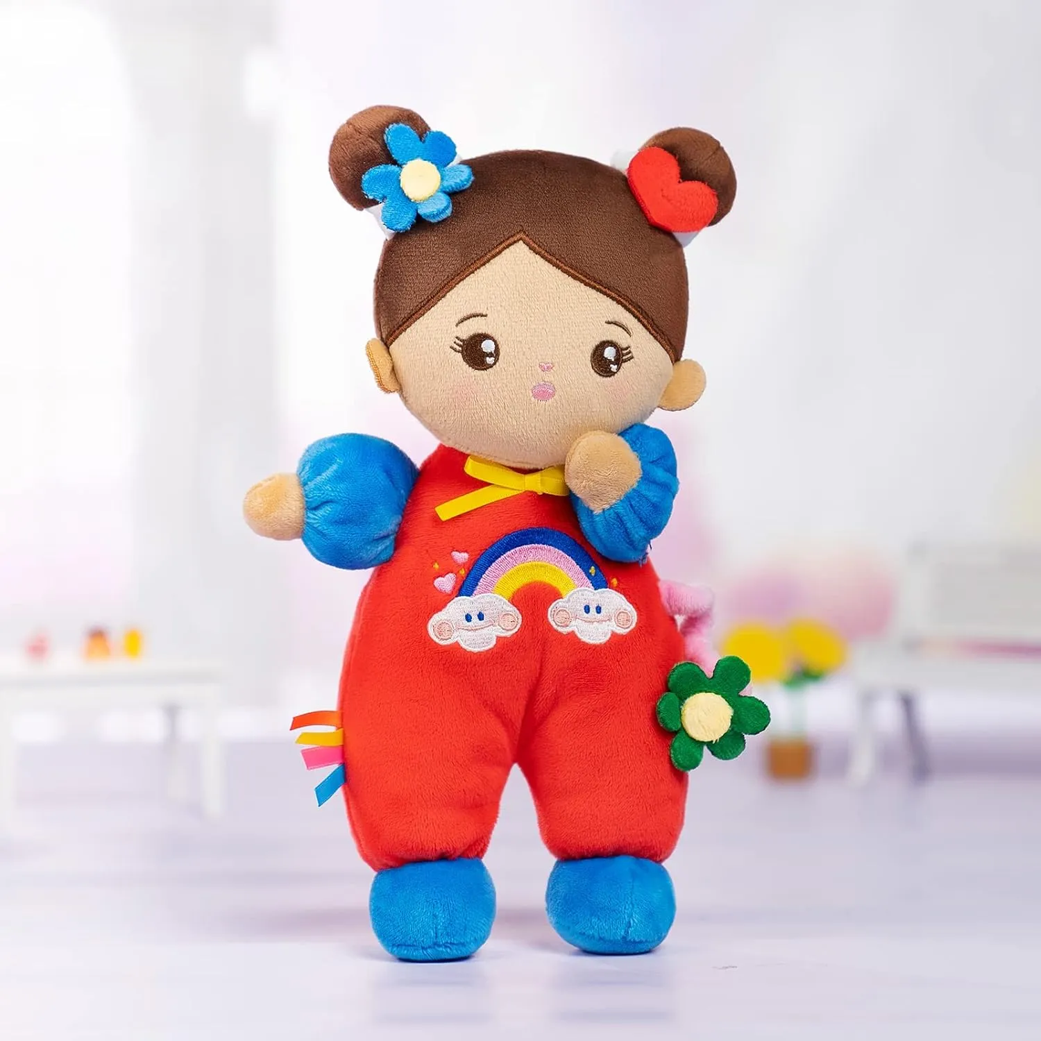 OUOZZZ Soft Baby Doll for Girls - First Hispanic Baby Doll Plush Rag Latino Doll Sleeping Cuddle Buddy Brown Skin Doll Toy for Kids 10"