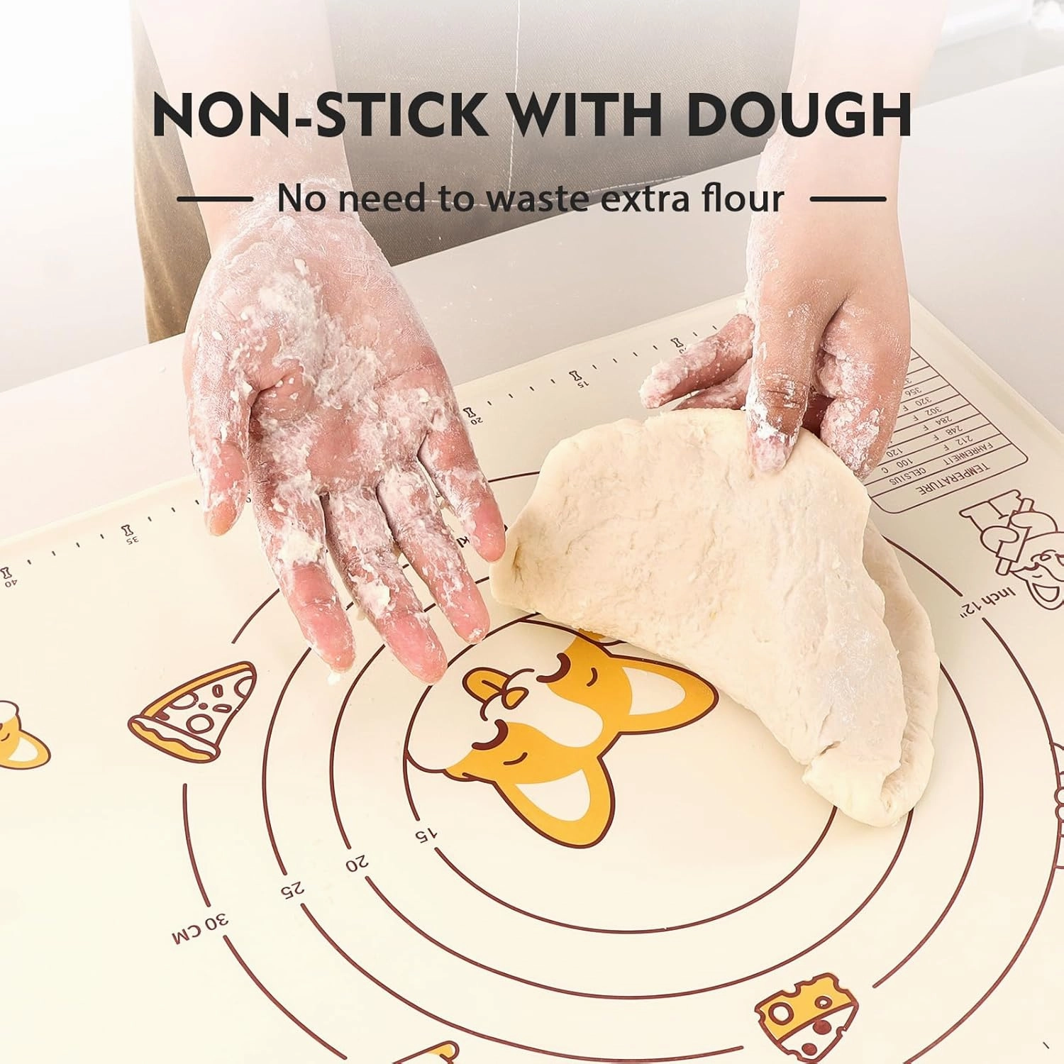 Ourokhome Silicone Baking Mat Sheet and Pastry Dough Cutter, 0.5 Inch Thick 28" X 20" BPA free Silicone Rolling Mat, Non-Stick and Anti-Slip, Dishwasher Safe (Beige)