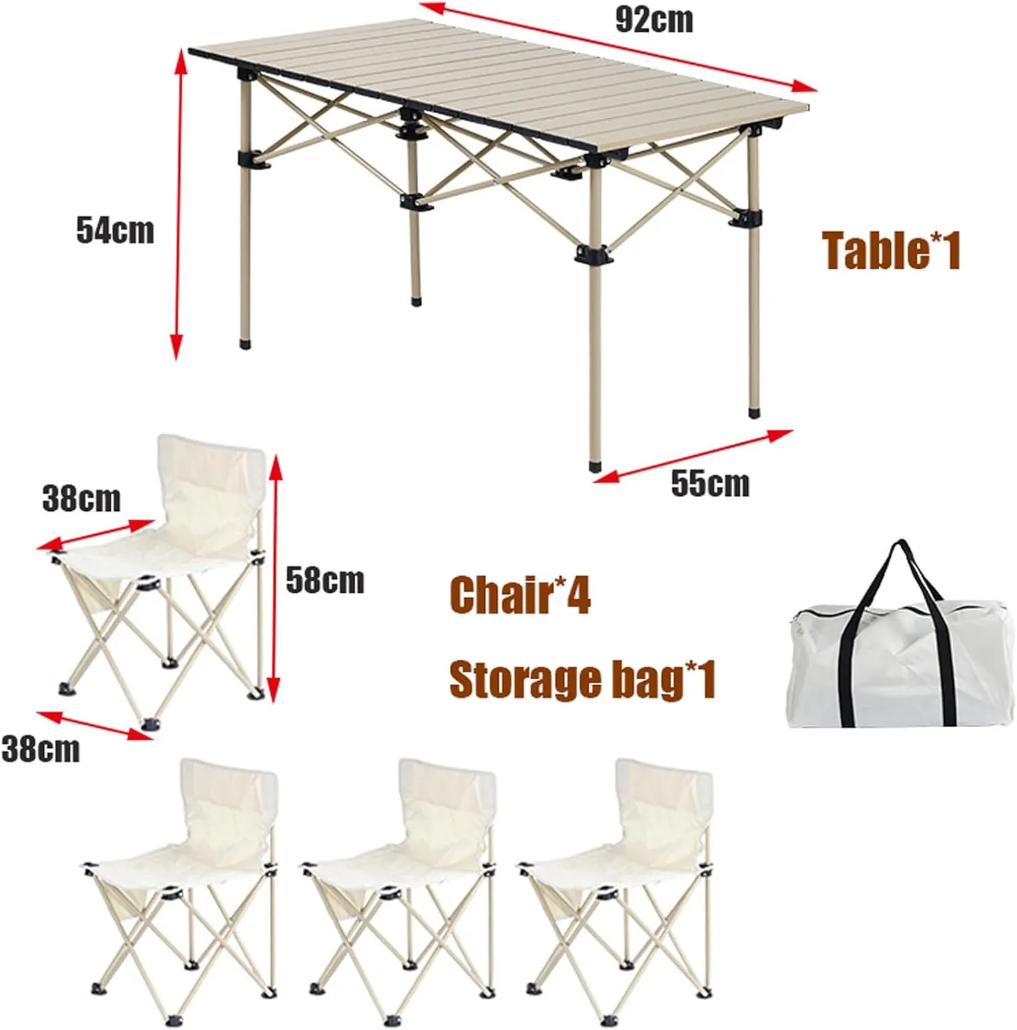 Outdoor Camping Furniture Sets with Lightweight Aluminum Table and Oxford Cloth Chairs, Compact Folding Chair, Easy Carrying
