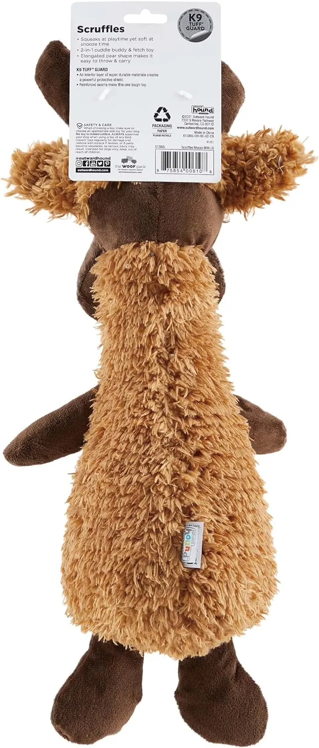 Outward Hound Scruffles Moose Plush Squeaky Dog Toy, Large