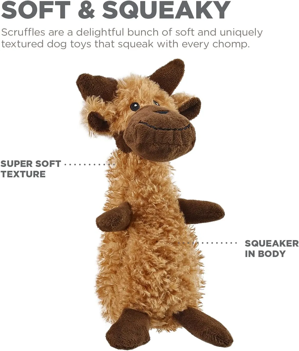 Outward Hound Scruffles Moose Plush Squeaky Dog Toy, Large