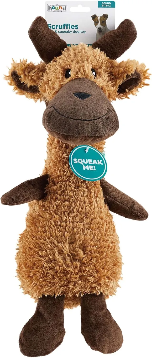 Outward Hound Scruffles Moose Plush Squeaky Dog Toy, Large
