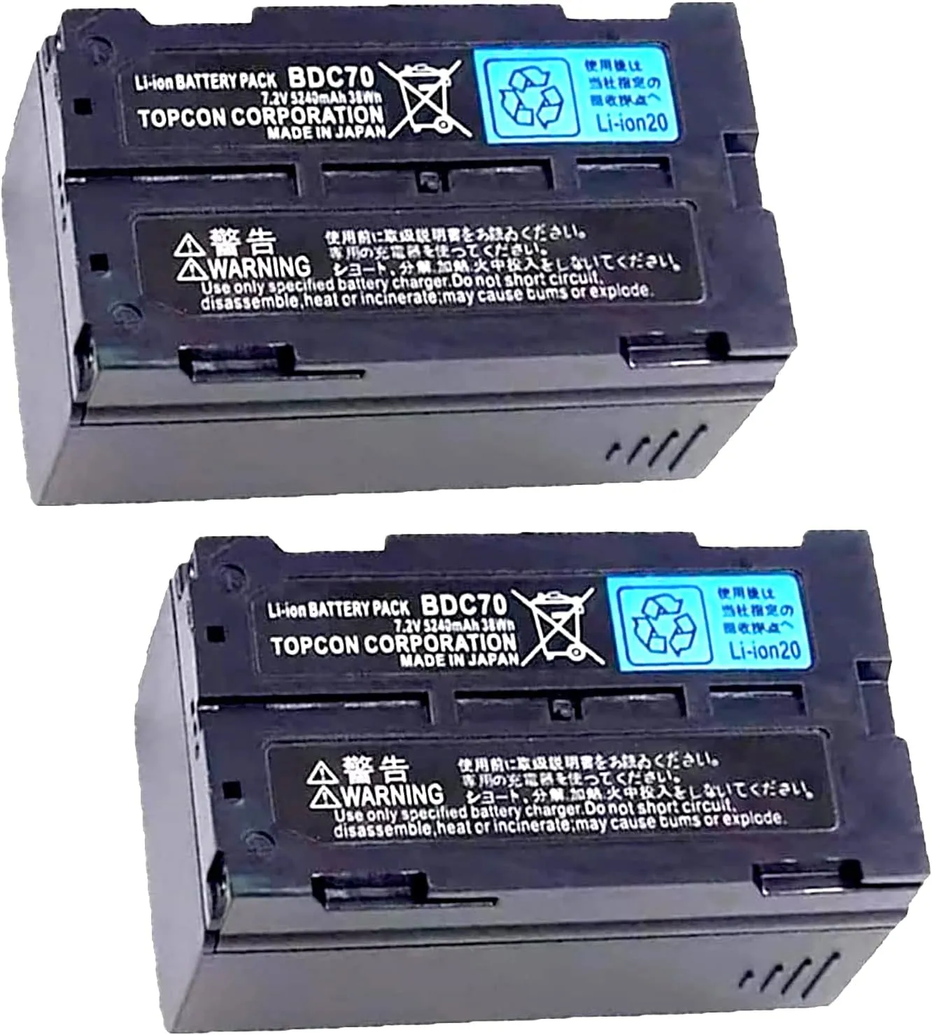 (Pack of 2) BDC70 Battery 7.2V 5240mAh for Topcon BDC70 Li-Ion Battery for Topcon Sokkia Total Station/GPS