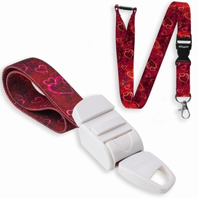 Pack of Professional Quick and Slow Release Medical Tourniquet and Lanyard with HEARTS RED Pattern