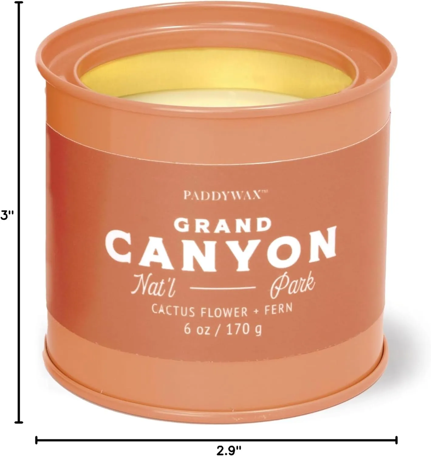 Paddywax National Parks Artisan Soy Wax Scented Candle Made in The USA, 6-Ounce Tin, Grand Canyon