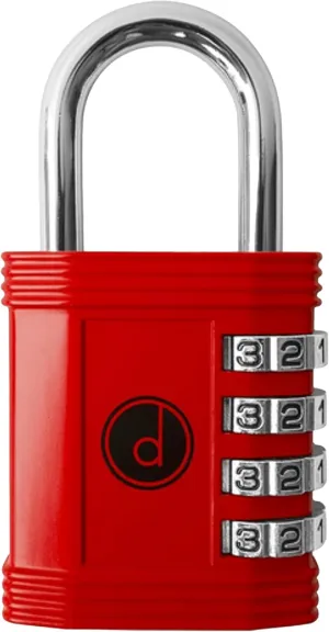 Padlock 4 Digit Combination Lock - for Gym School Locker, Outdoor Gate, Shed, Fence, and Storage - Weatherproof Metal - Keyless, Easy to Set, Resettable - Red