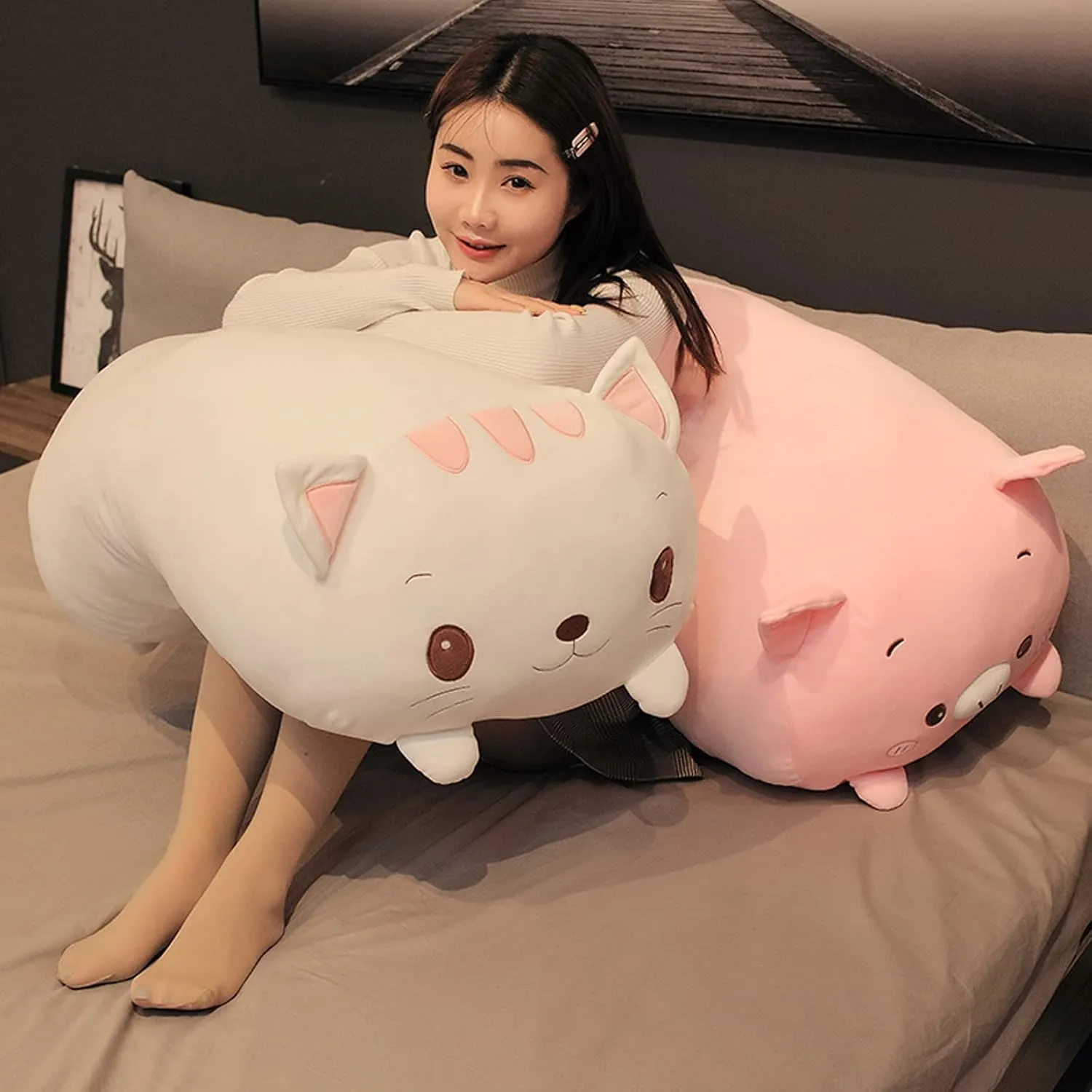 Panda Stuffed Animal Body Pillow, Soft Panda Plush Hugging Pillow Toy Gifts 33.5"