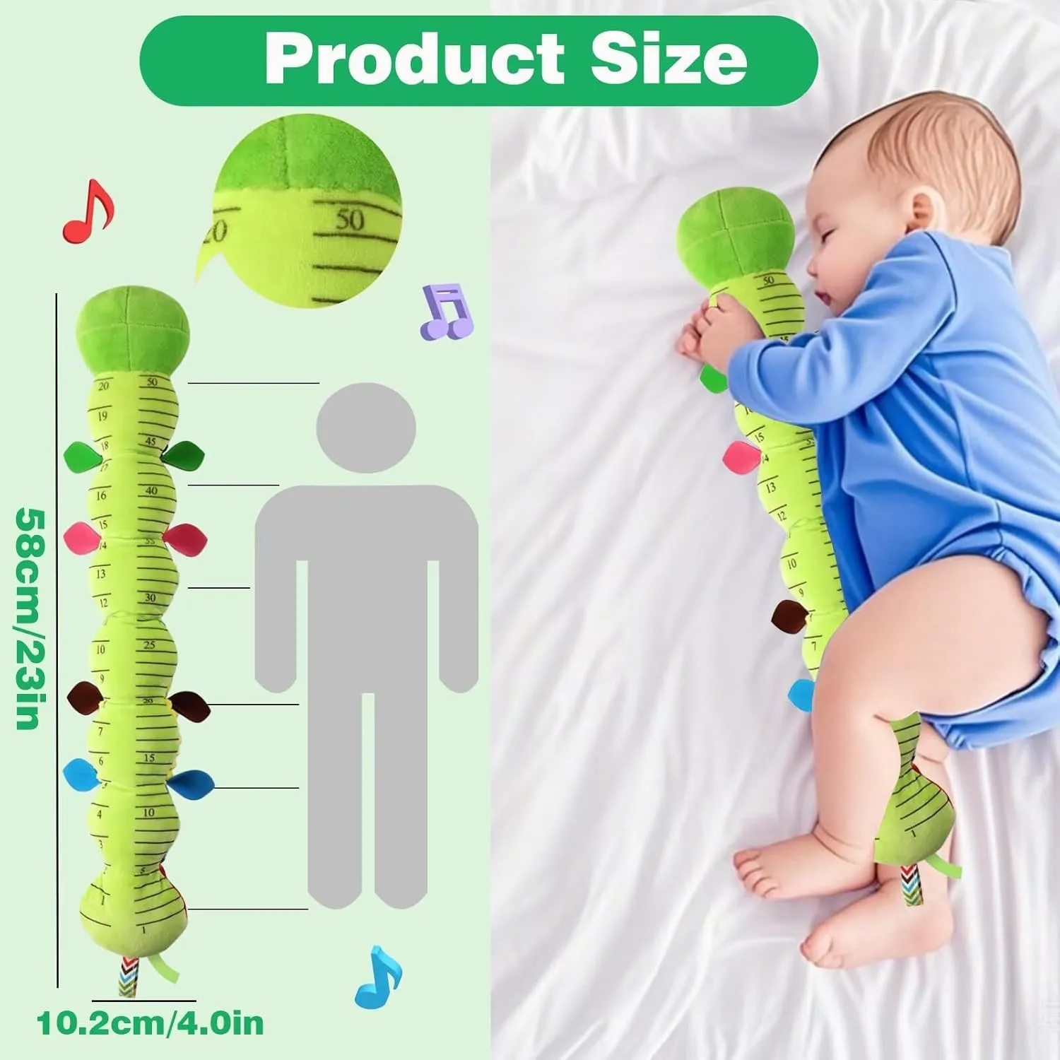 Pau1Hami1ton Baby Toys 0-3-6-12 Months Musical Plush Caterpillar Toy,Newborn Toys with Crinkle and Rattles,Baby Sensory Toys,Newborn Boy Girl Gifts.