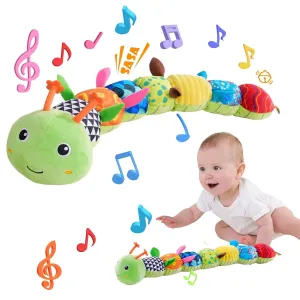 Pau1Hami1ton Baby Toys 0-3-6-12 Months Musical Plush Caterpillar Toy,Newborn Toys with Crinkle and Rattles,Baby Sensory Toys,Newborn Boy Girl Gifts.
