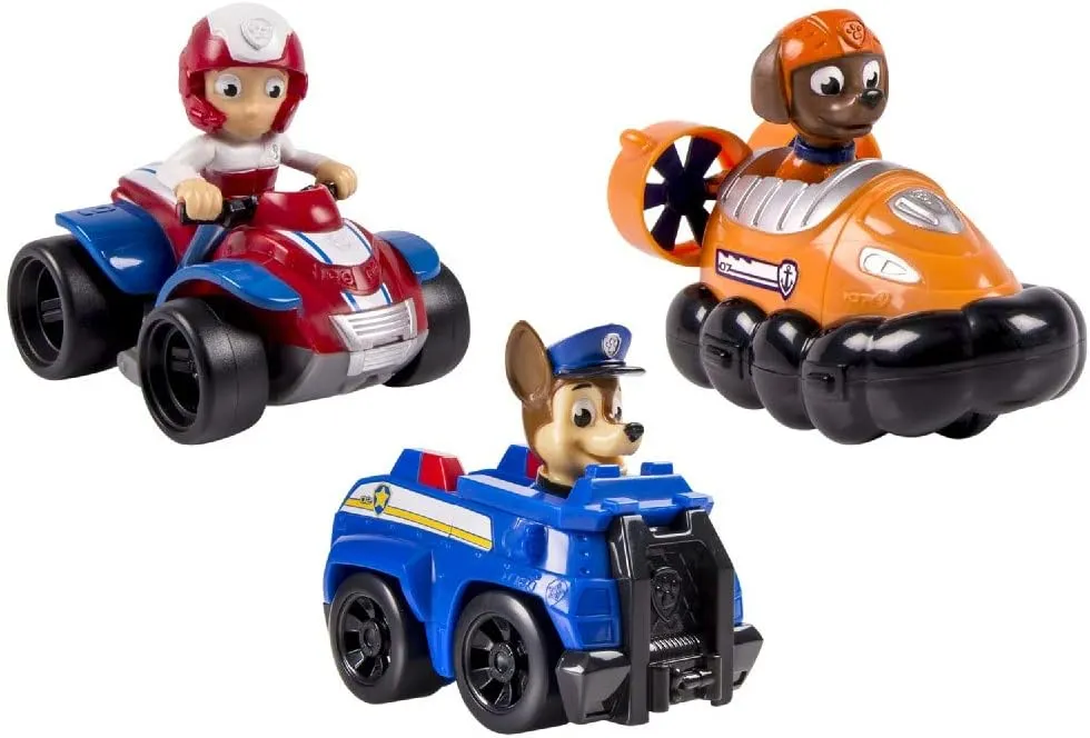 Paw Patrol Racers 3-Pack Vehicle Set, Chase, Zuma and Ryder