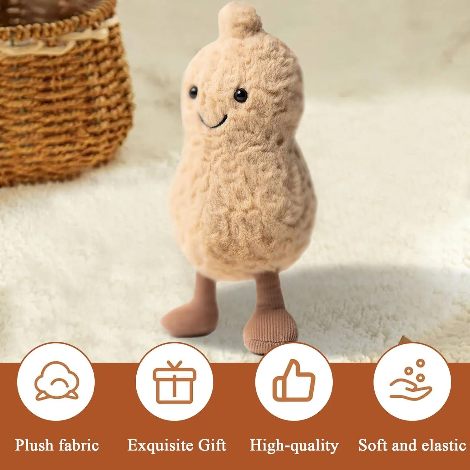 Peanut Plush Figure Toys Cute Stuffed Toys Amuseable Peanut Soft Plushies Huggable Design & Fun Gift Idea